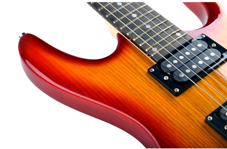 电吉他批发l-g7 24品 双摇水曲柳桃