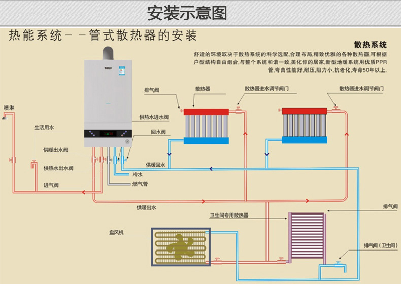 别墅商用大功率天然气液化气壁挂炉 采暖热水两用取暖锅炉热水器