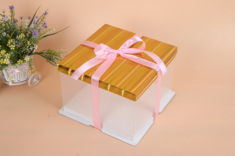 定制烘焙包装盒 定做pvc透明圣诞生日蛋糕盒批发白卡纸盒厂家批发