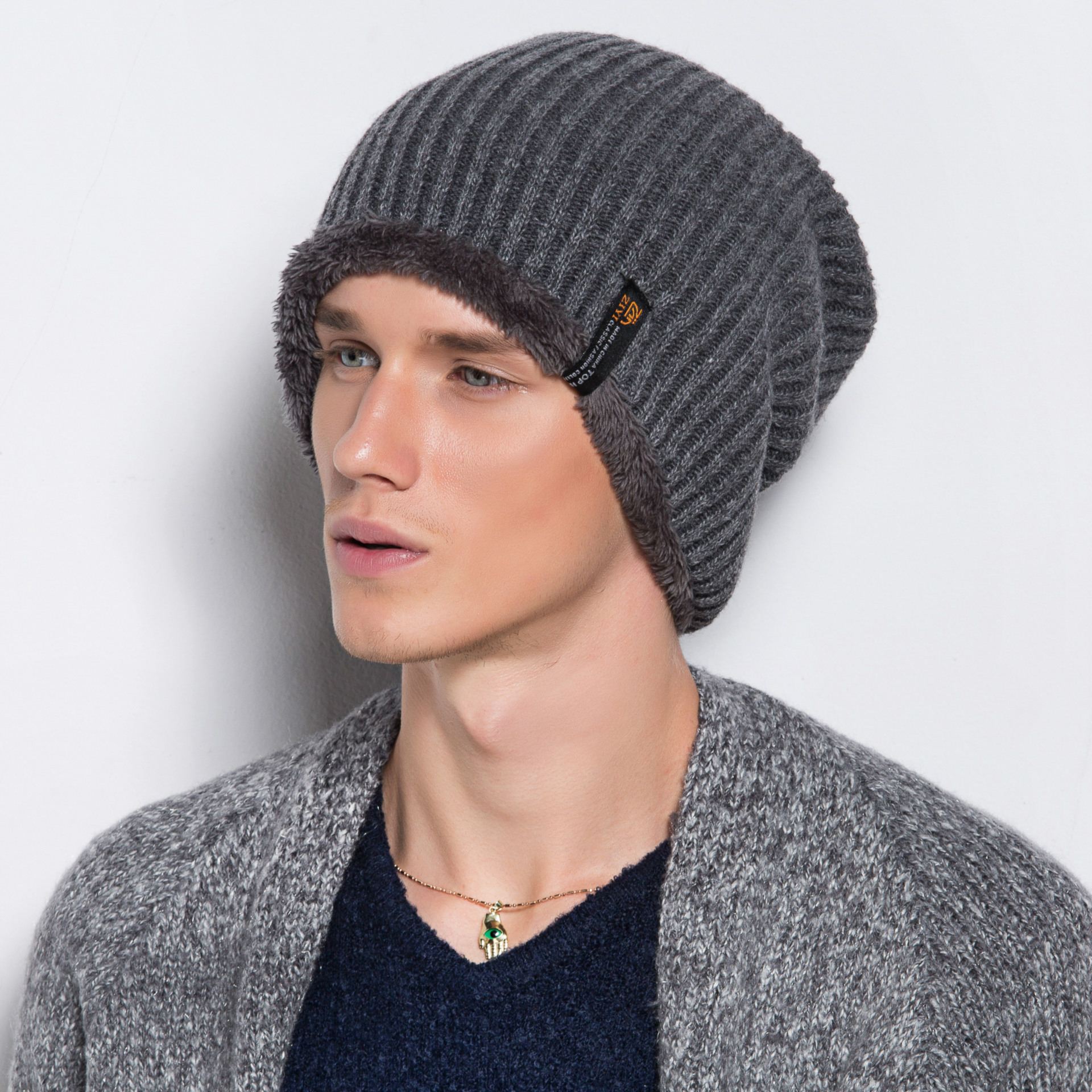 百搭帽子厂家批发羊毛针织帽秋冬羊毛男帽