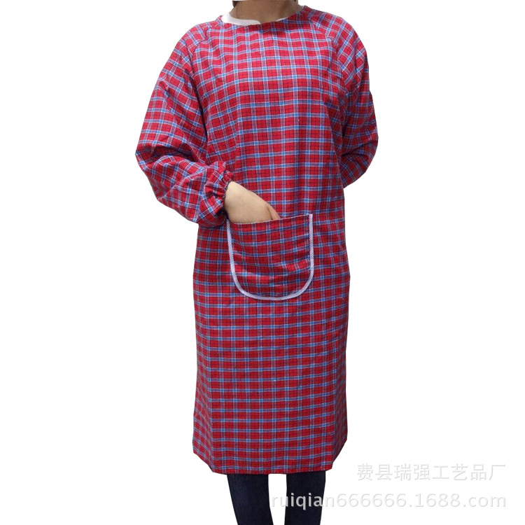 韩版纯棉围裙罩衣成人长袖反穿衣男女防污工作服宣传广告印字围裙