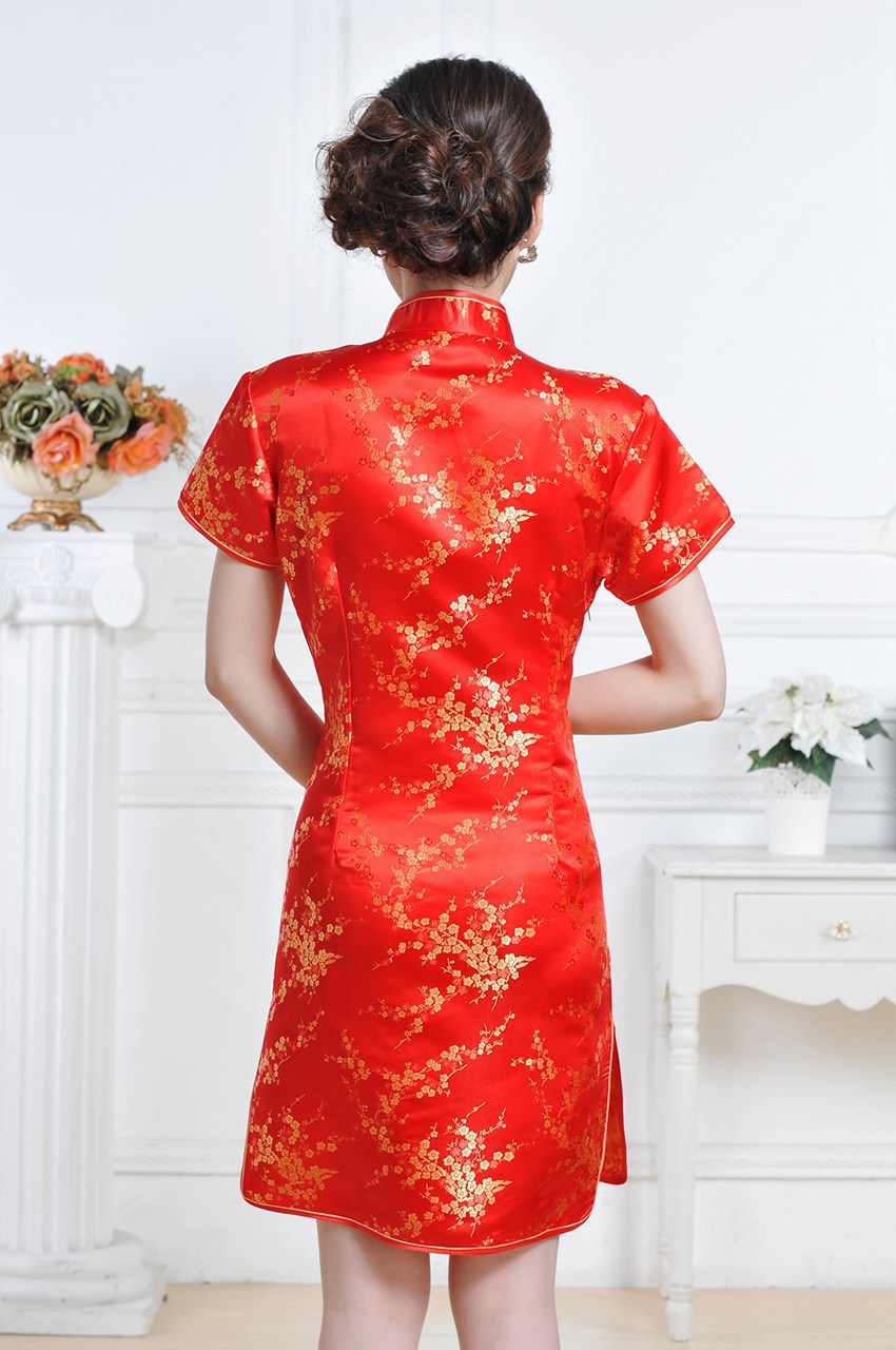 梅花短旗袍 女士唐装夏装旗袍裙礼仪表演出服中式改良复古短裙