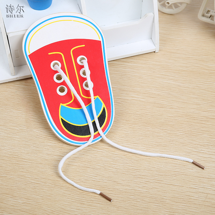 穿鞋板男女孩练习系鞋带儿童宝宝早教益智玩具木质拼板批发