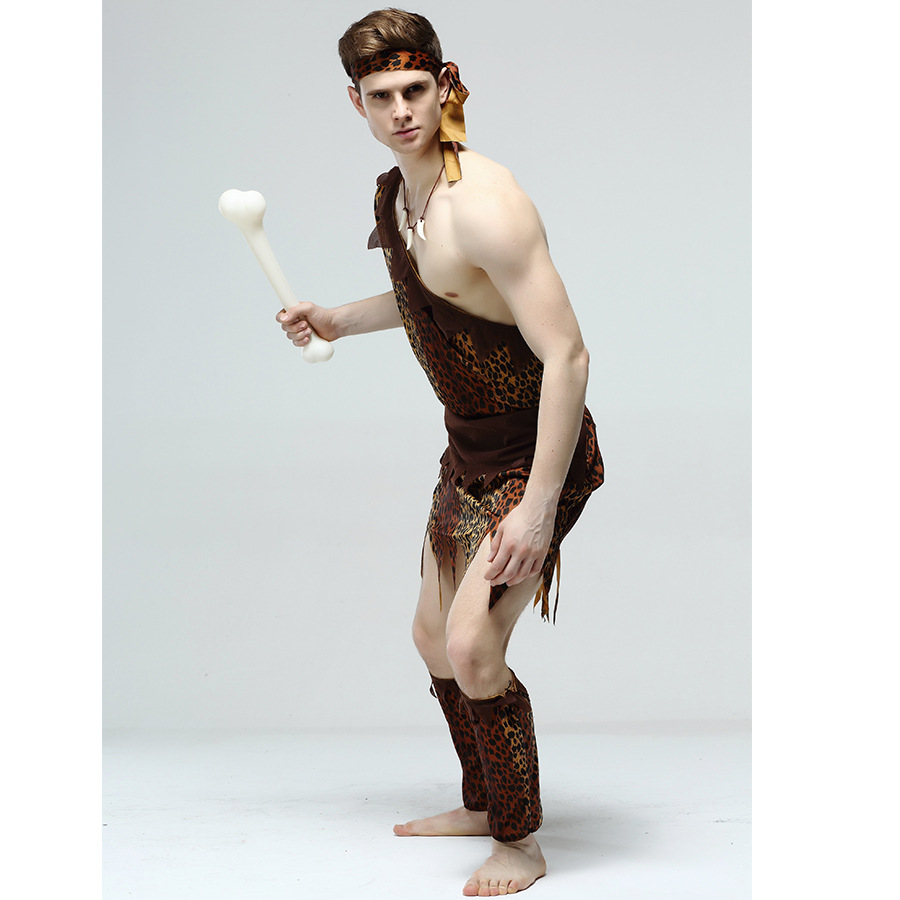 cos万圣节演出衣服成人男女土著人原始人印第安豹纹野人情侣服装