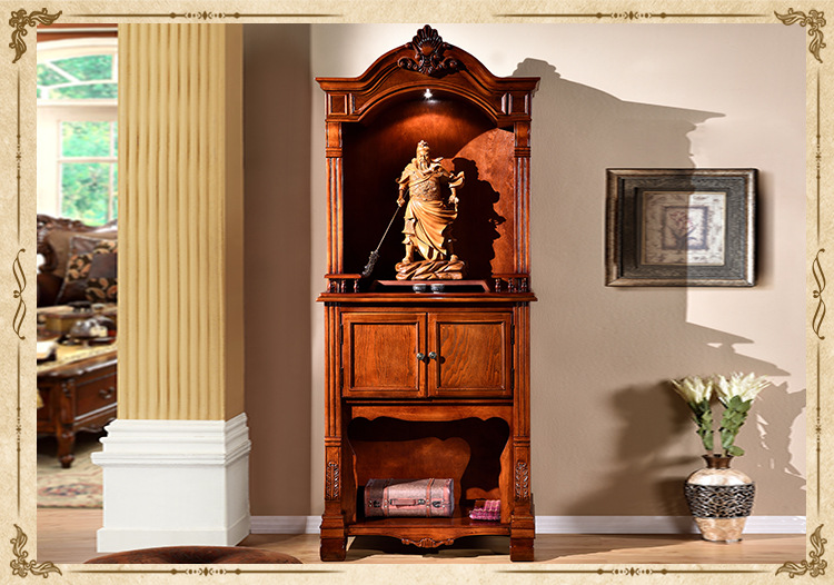 欧式实木佛龛立柜带门 观音财神祖宗牌位供台佛龛柜佛堂供桌神台