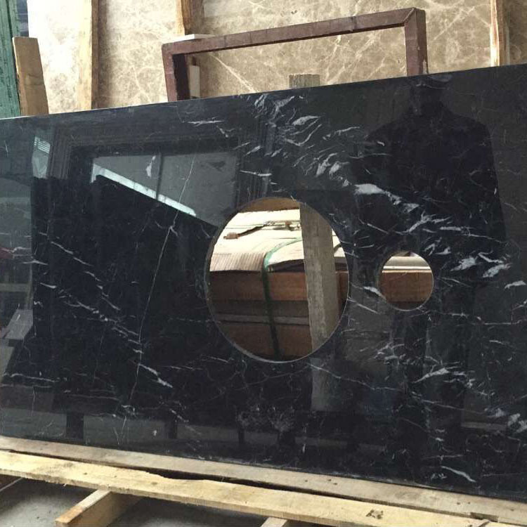 批发大理石餐桌台面  黑白根大理石火锅店烤肉黑色石板材定制