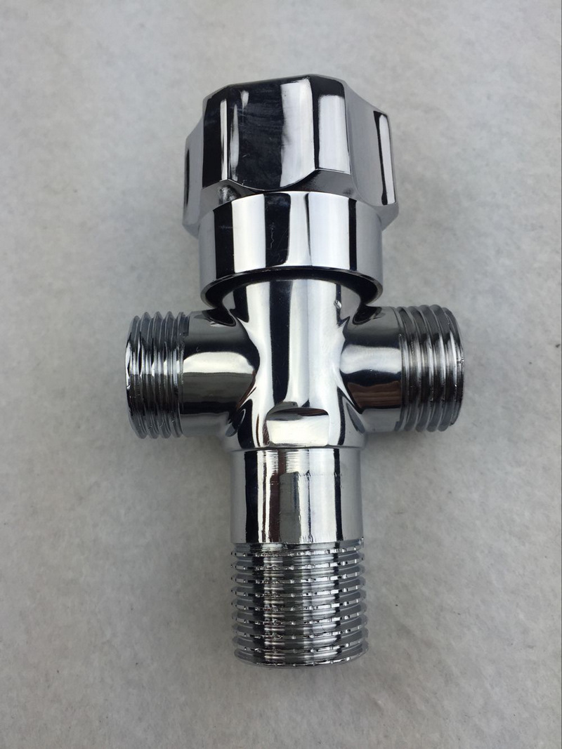 全铜红冲双出水三角阀 一进二出止水三角阀 无铅直角全铜三角阀