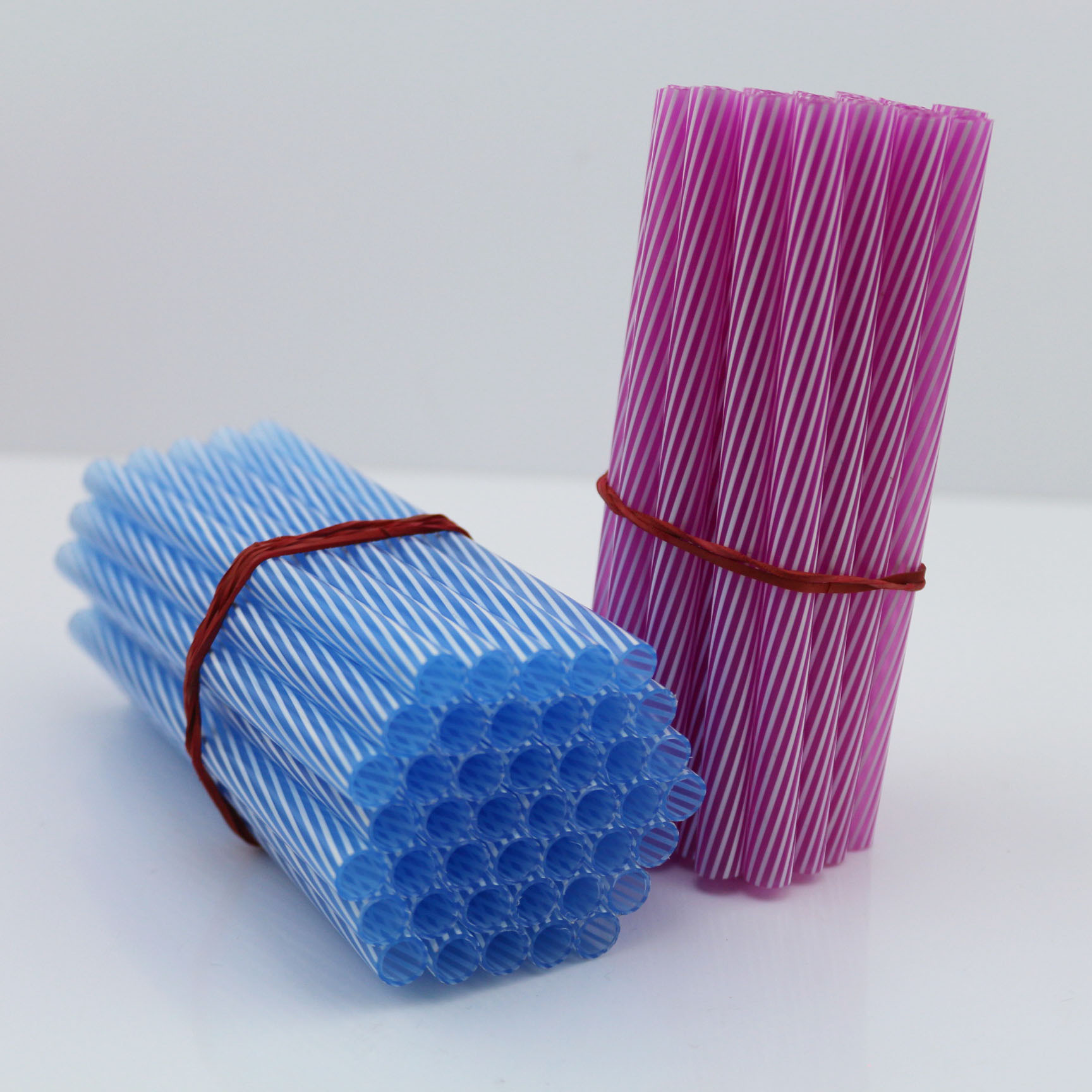 宽条双色螺旋直吸管pp双色扭纹硬吸管厂家直销