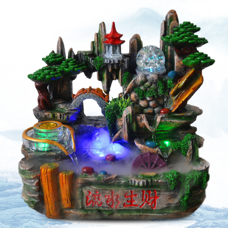 室内流水工艺品 装饰品 透明磨 七彩磨 假山喷泉 鱼缸 礼物 创意