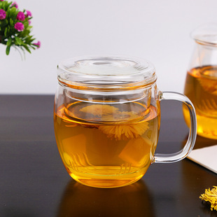 听雅玻璃杯 花茶杯水杯男女士杯子喝水带盖茶杯 办公室过滤泡茶杯