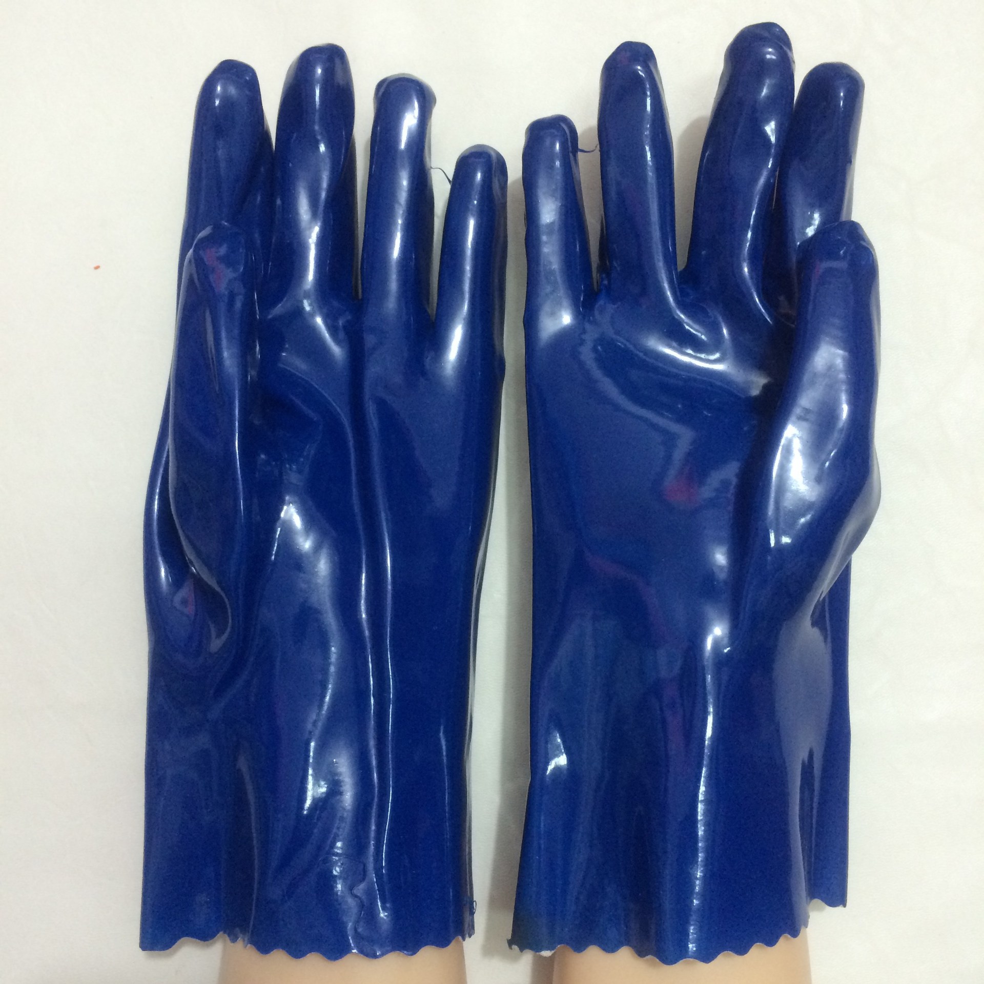 超月蓝浸塑 棉毛浸塑耐酸碱手套 耐油手套