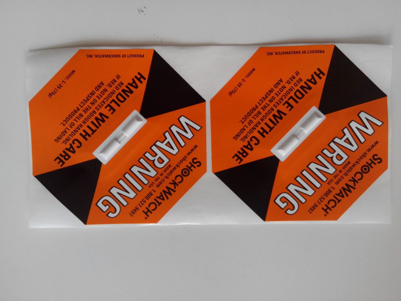 美国原装进口shockwatch防碰撞显示标签 物流标签 防倾斜标签