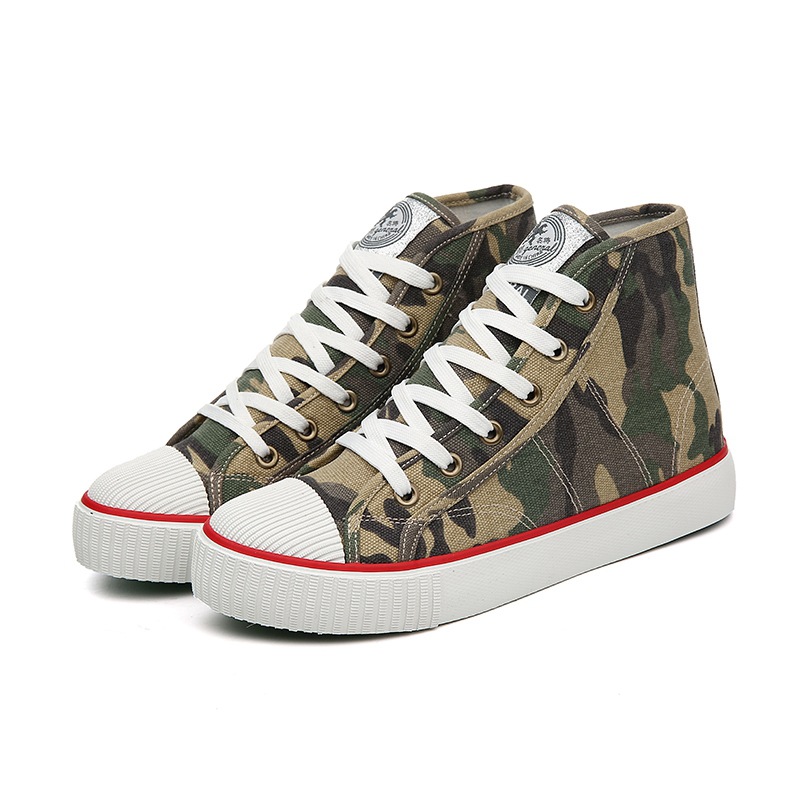 名将2017春款迷彩高帮帆布鞋女鞋韩版系带休闲鞋学生百搭平底球鞋
