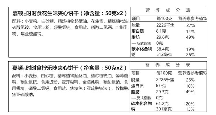 嘉顿饼干300g时时食夹心饼干花生味柠乐味椰子味