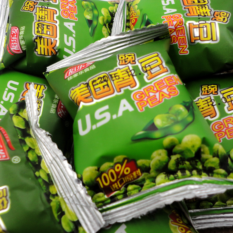 福乐发美国青豆蒜香青豌豆零食炒货办公休闲零食小吃小包10斤整箱