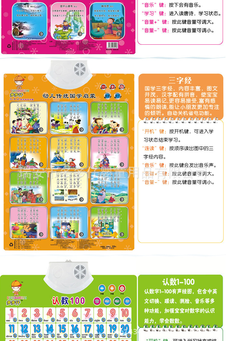 多多仔发声有声挂图 儿童早教发声语音挂图启蒙早教 益智玩具批发