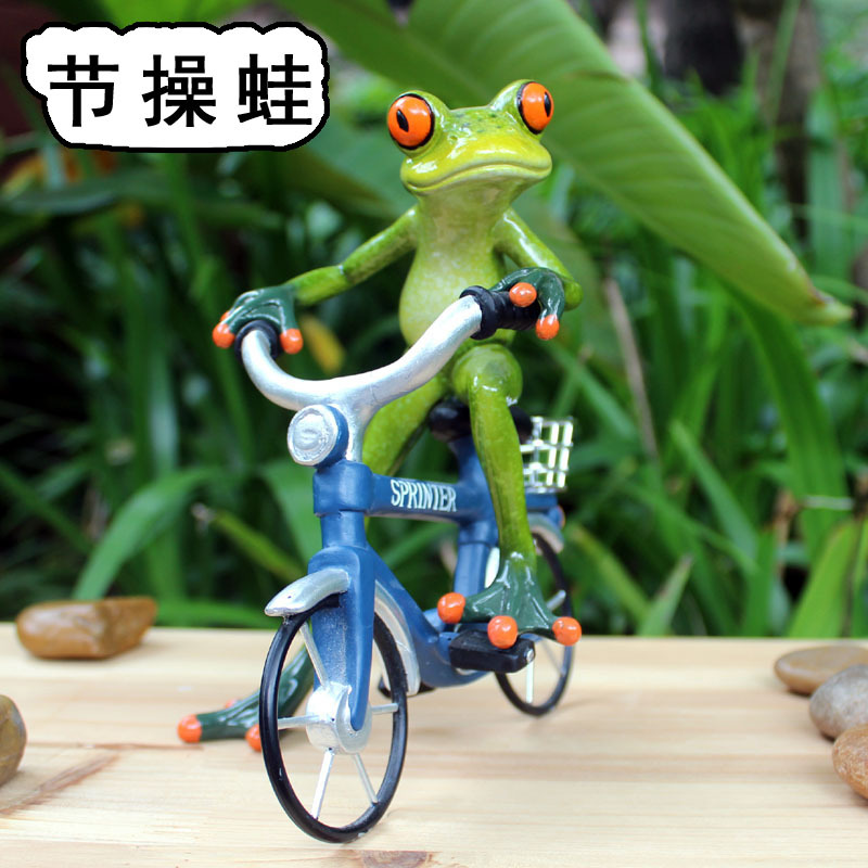 69007 工艺品骑行青蛙摆件树脂居家动物桌面生活礼品时尚田园风