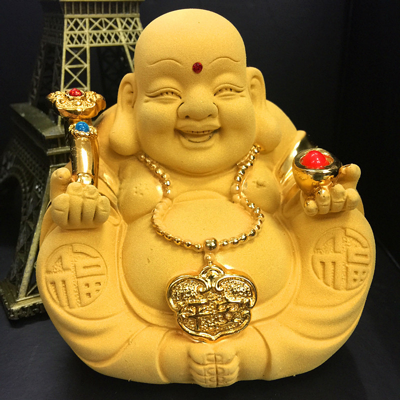 批发汽车仪表台摆件 车载小和尚摆饰用品绒沙金平安佛厂家直销