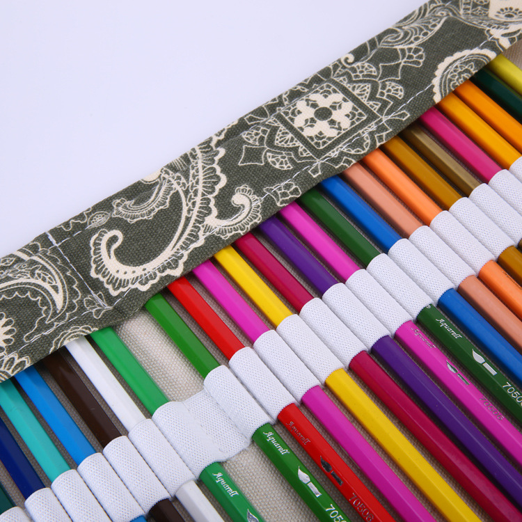 素雅手工布艺笔帘36/48/72孔彩色铅笔帘秘密花园彩铅笔帘韩风笔袋