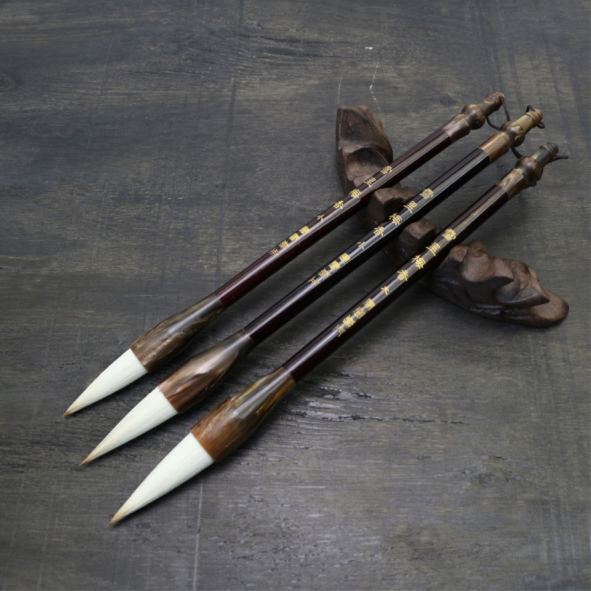 厂家直销定制批发毛笔文房四宝雪里梅香纯羊兼毫书画专用联笔斗笔