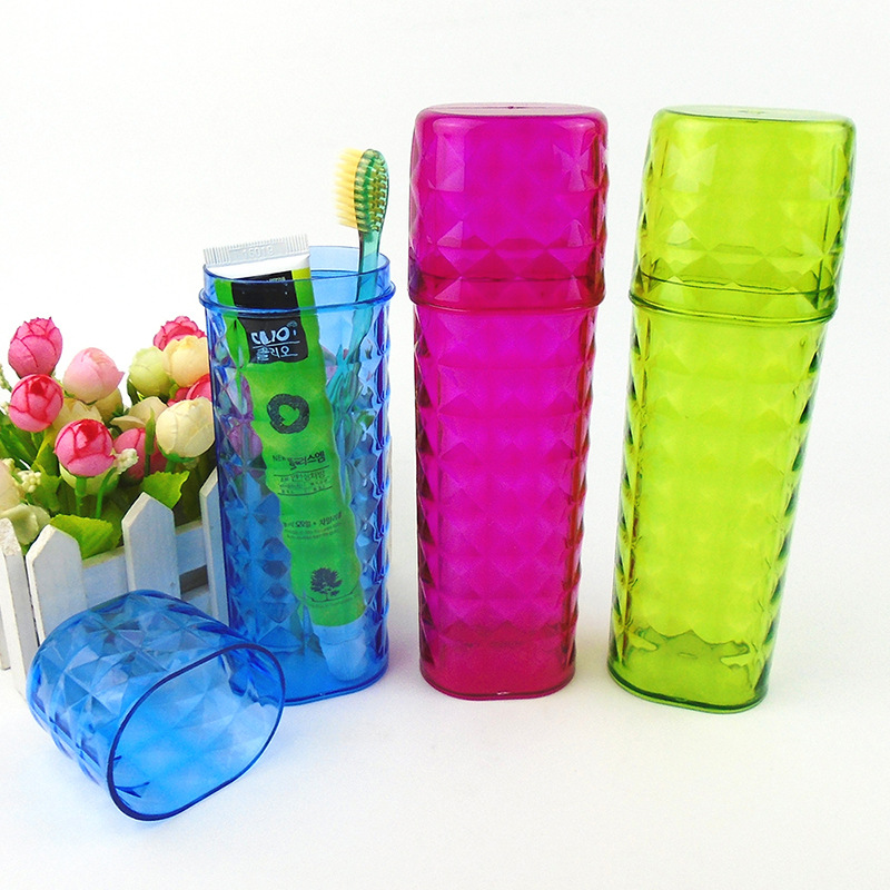 透明菱形牙具盒牙刷桶牙杯便携旅行牙桶漱口杯套装牙膏收纳盒牙筒