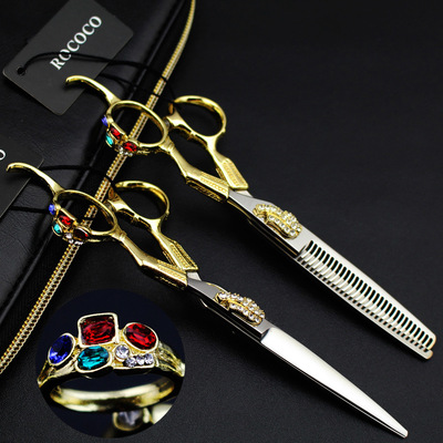 0寸 金色龙柄 美发剪刀理发剪 个性平剪牙剪刘海剪 批发