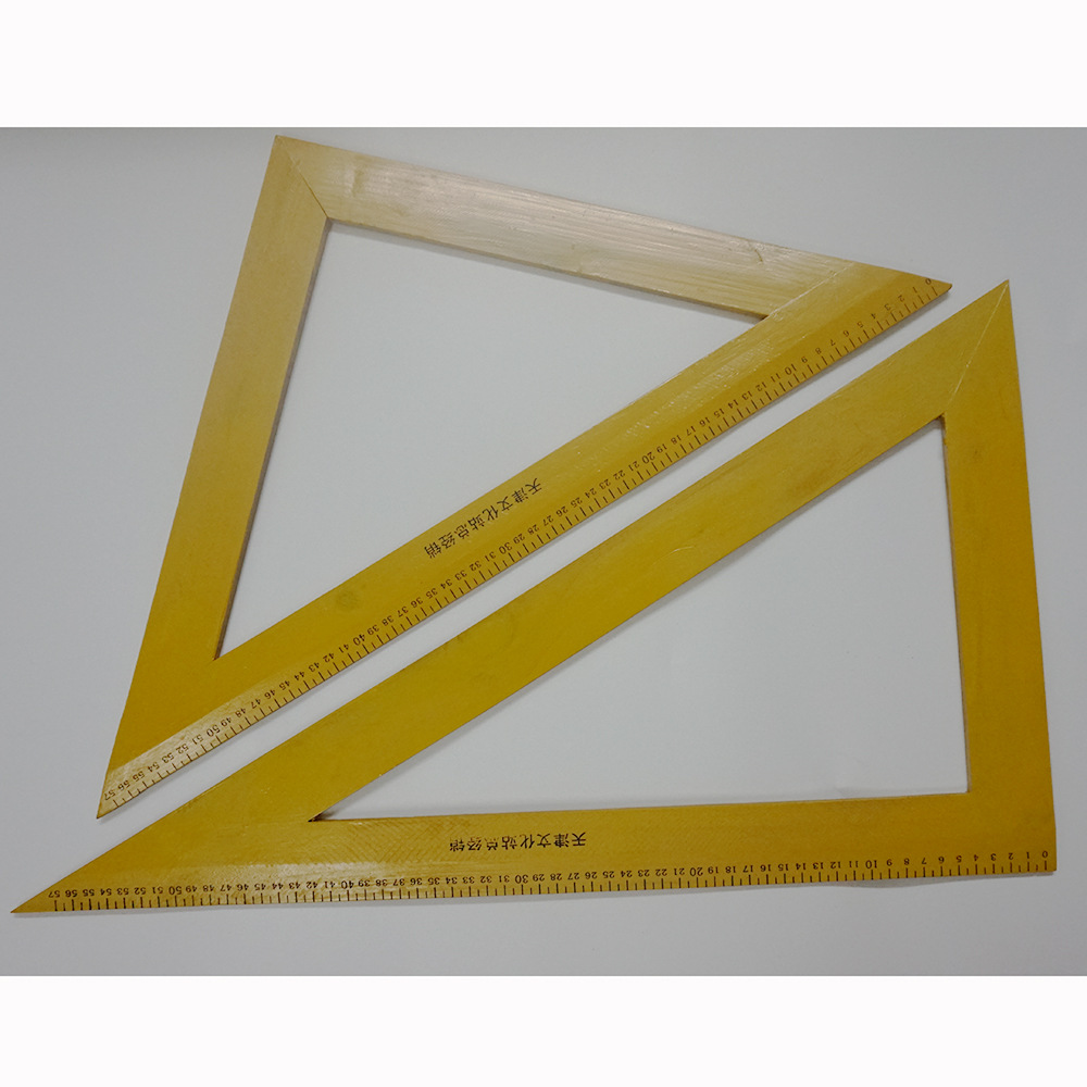 天津 木质教学三角尺套装 全实木 30度角三角尺刻度50cm 45度角三角尺
