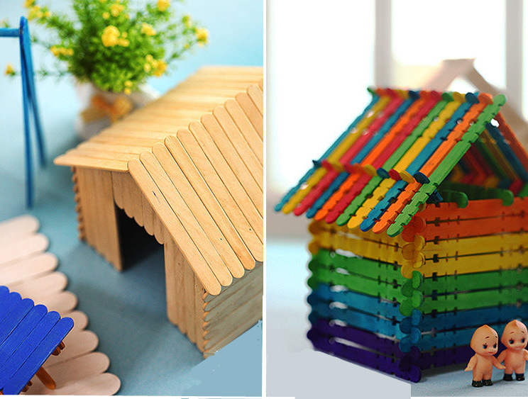 冰棒棍 彩色雪糕棒 本色木棒 幼儿园手工diy开发智力拼插玩具材料