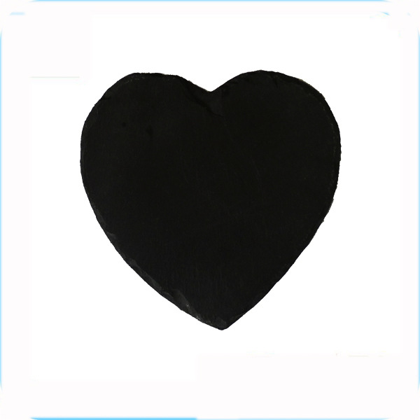 心型黑色 涂油 或免油板岩杯垫 青石板杯垫 石板杯垫 一件代发