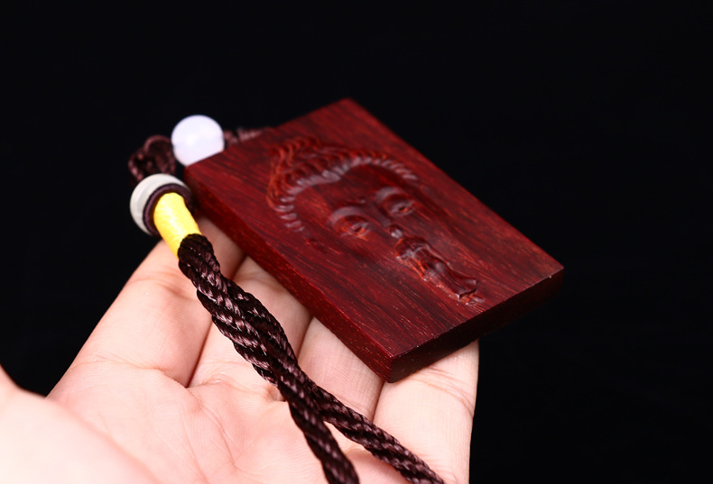 善信缘【佛在心间】保真印度小叶紫檀461牌子平安车挂吊坠牌批发