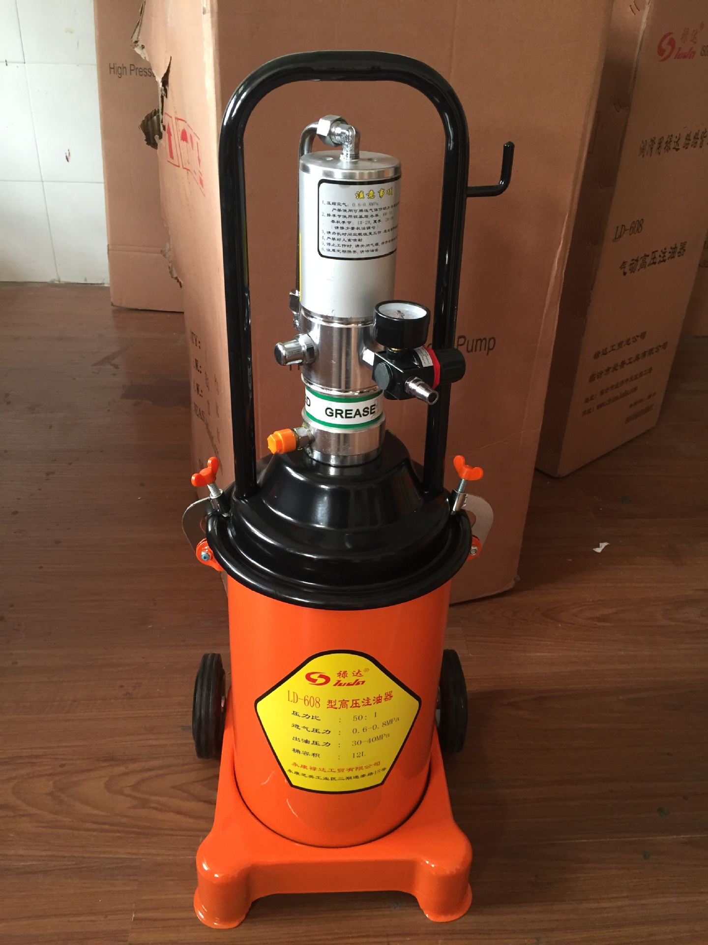 禄达608气动高压黄油机 黄油泵气压注油机牛油枪12l