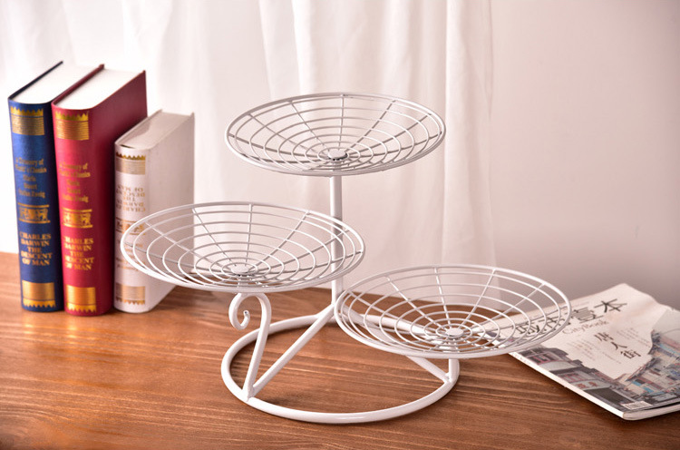 欧式水果盘 创意家居铁艺点心架果盘架子 圆形金属ktv水果篮批发