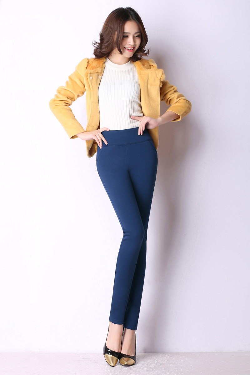 铁片5066# 后铁片加绒铅笔裤女高腰黄金绒