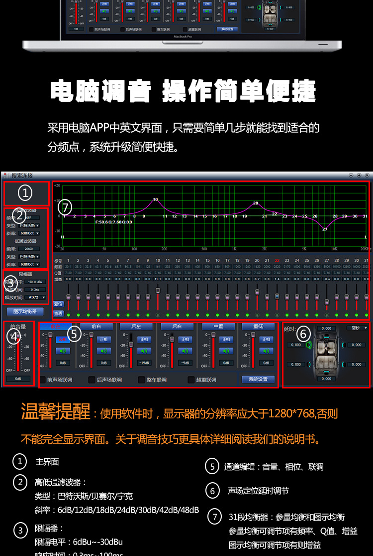 酷而乐dsp汽车功放 车载dsp数字音频处理器 专车专用无损改装