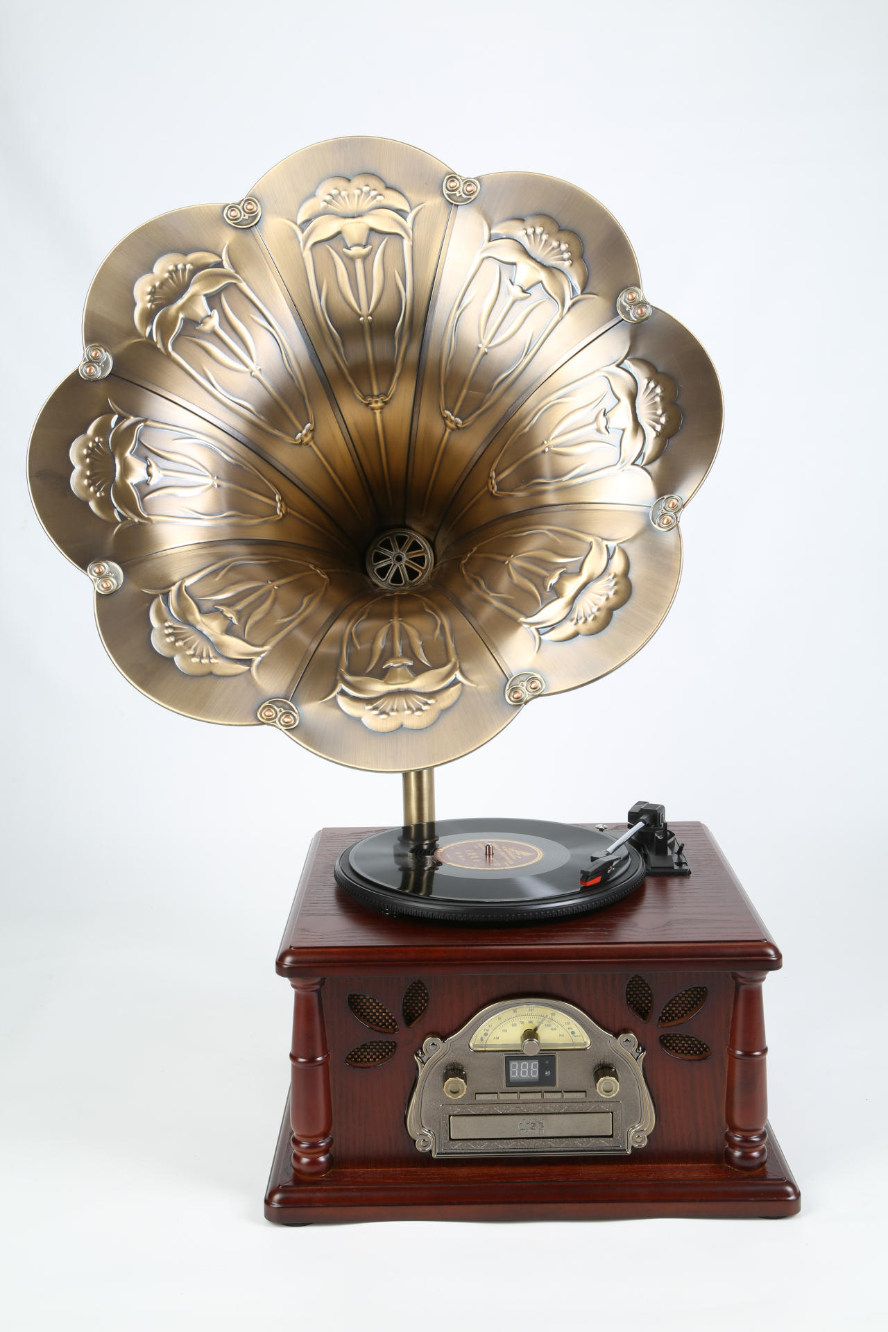家乐声留声机复古低音炮电唱机台式黑胶唱片机蓝牙音响大喇叭摆件