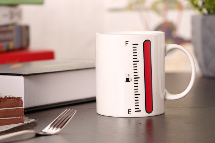New Thermometer Scale Color Changing Ceramic Cup Fashion Breakfast Milk Cup Personality Temperature Changing Coffee Cup