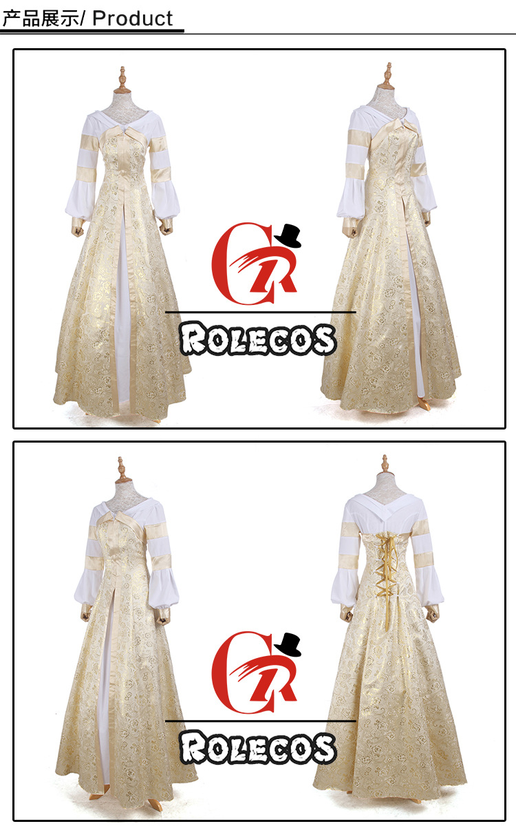 欧美复古女款长裙 中世纪欧洲宫廷贵族女性裙子 舞台表演服装