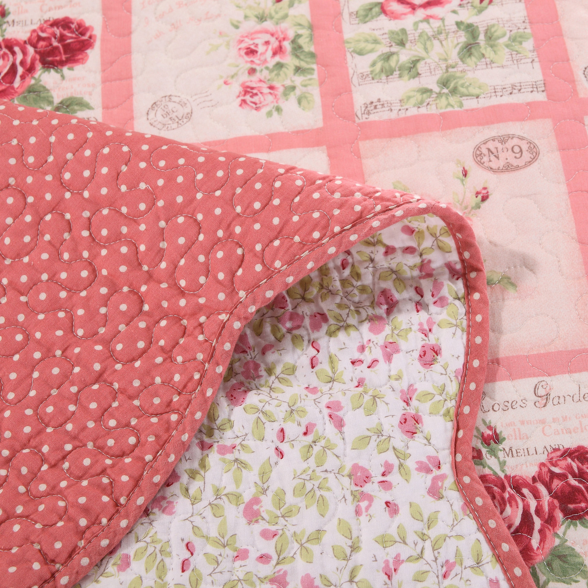 纯棉绗缝被浦江三件套外贸美式田园床上三件套手工绗缝被床上用品