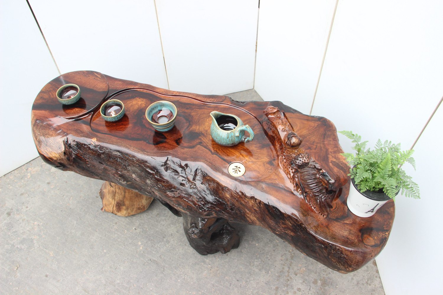 鸡翅木根雕茶几 原木树桩雕刻茶桌实木树头茶海功夫茶艺 树根茶台