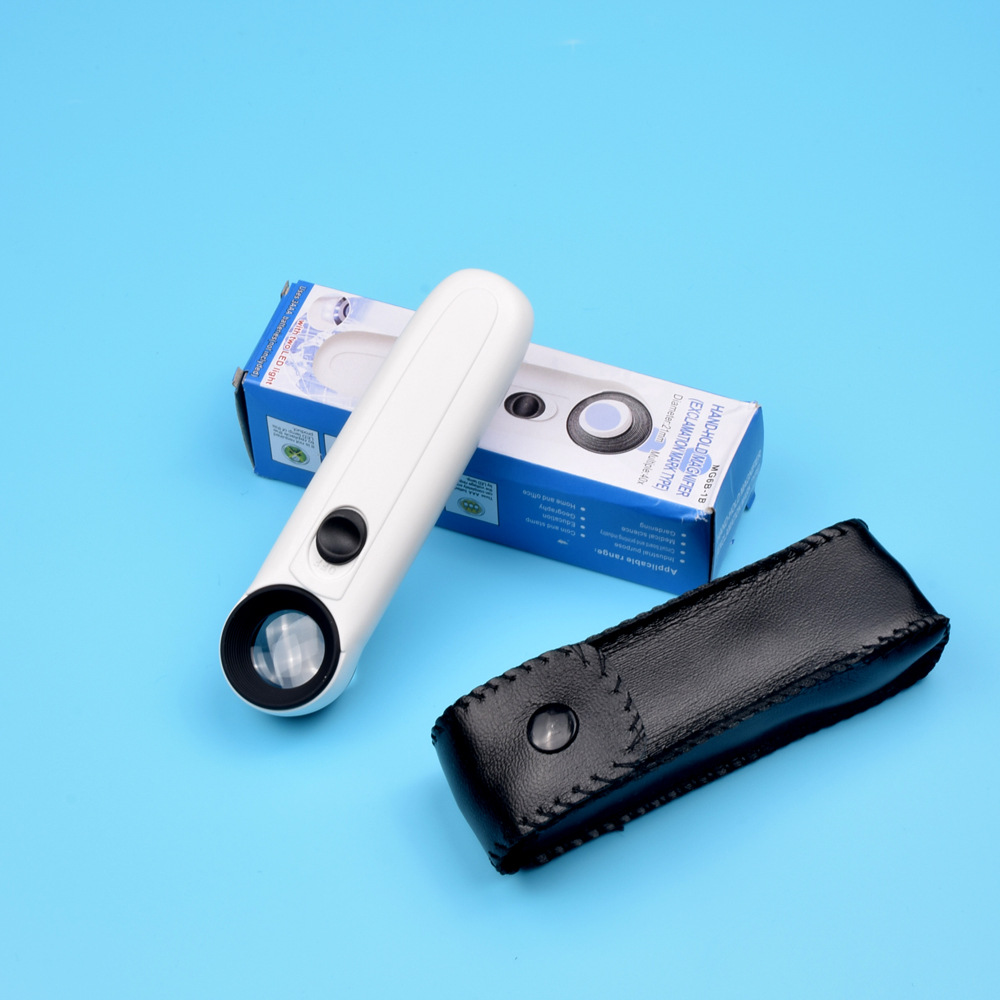 手持式高清40倍珠宝放大镜带led灯 电子维修古玩鉴定用高倍放大镜