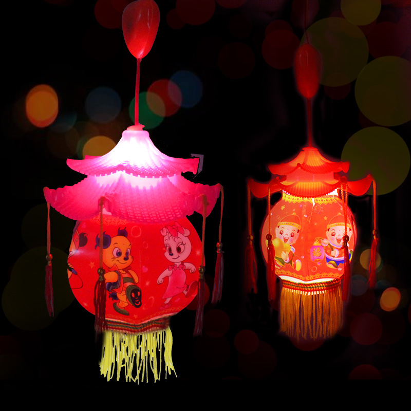 手提儿童音乐大六角灯笼元宵中秋喜庆led小宫灯儿童玩具灯笼