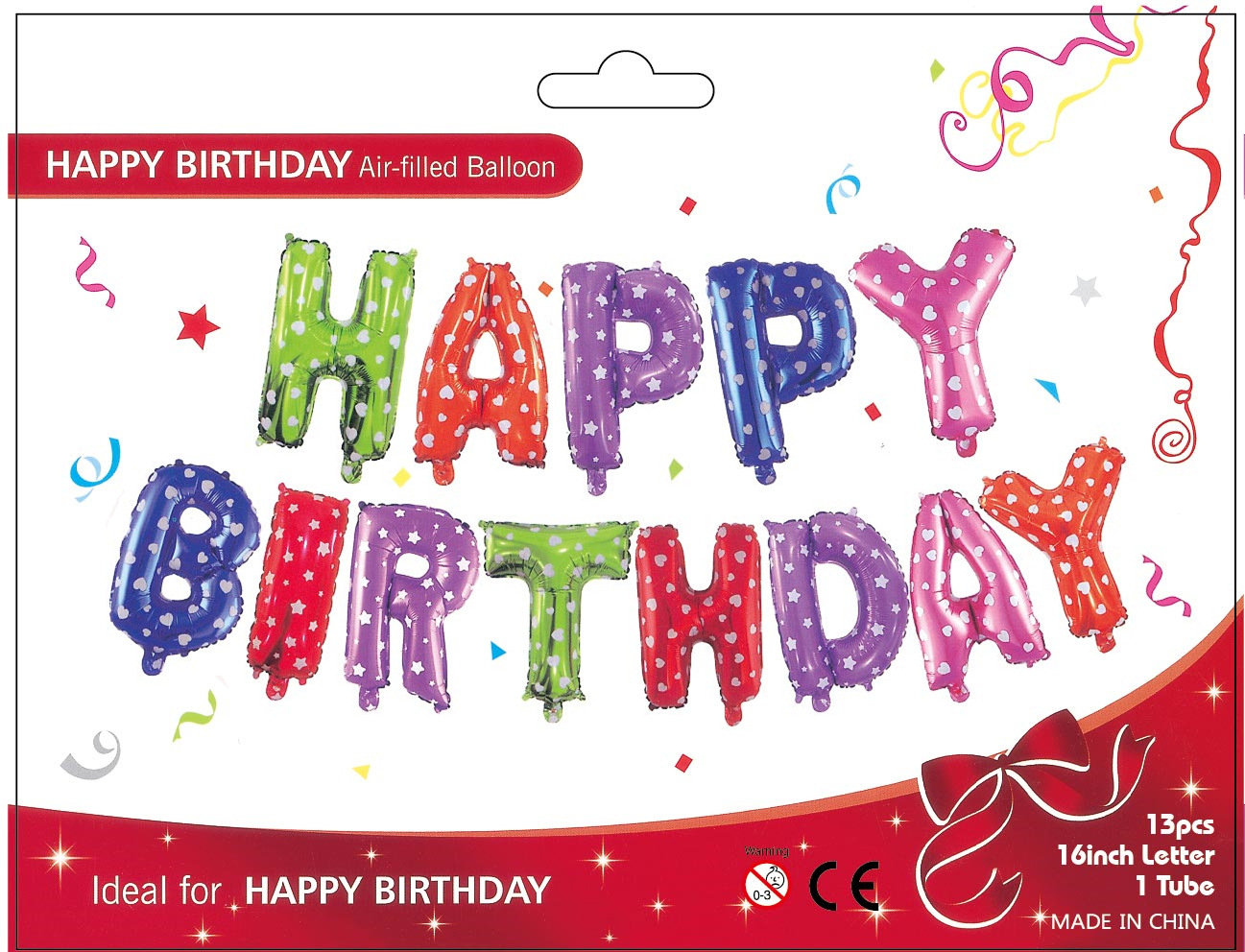 卡片彩色英文生日套装happybirthday生日派对装饰铝膜气球