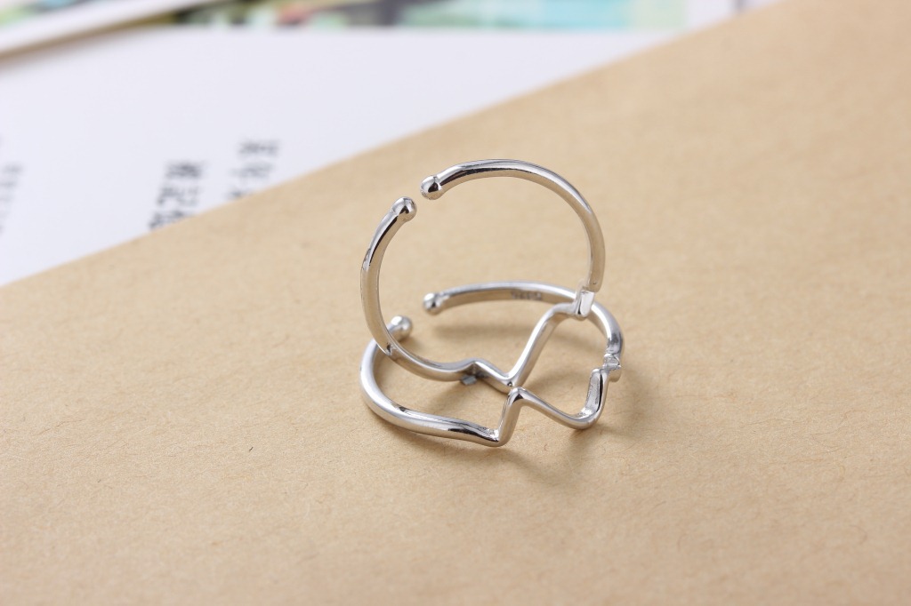 淘宝款环保铜饰 韩版波浪饰 闪电开口手饰心跳戒指 楚兴首饰批发