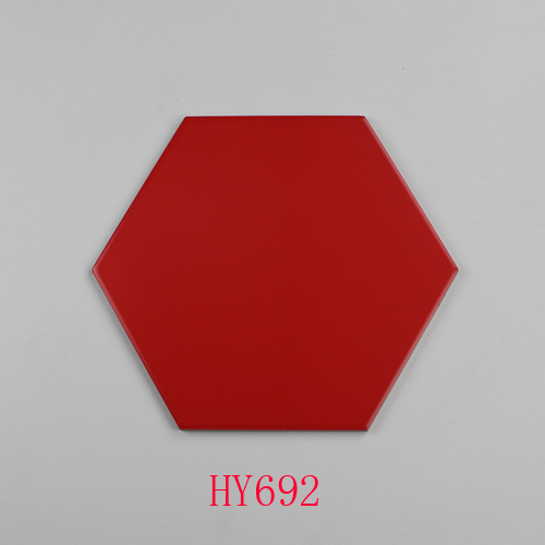 喜庆大红色六角砖 促销装修工程彩色异形砖 六边红砖