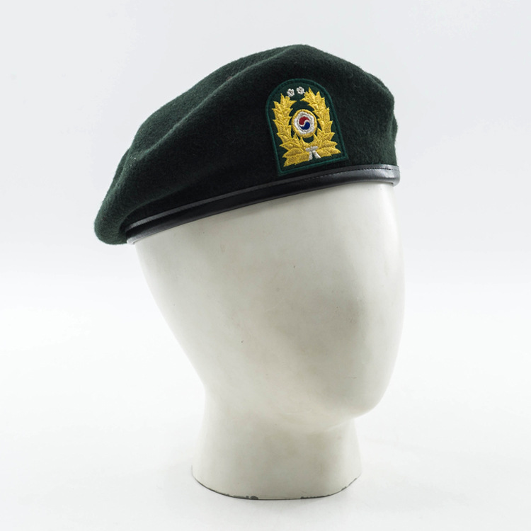 韩国羊毛贝雷帽(太阳的后裔)保安帽 军人帽 定制军用羊毛贝雷帽