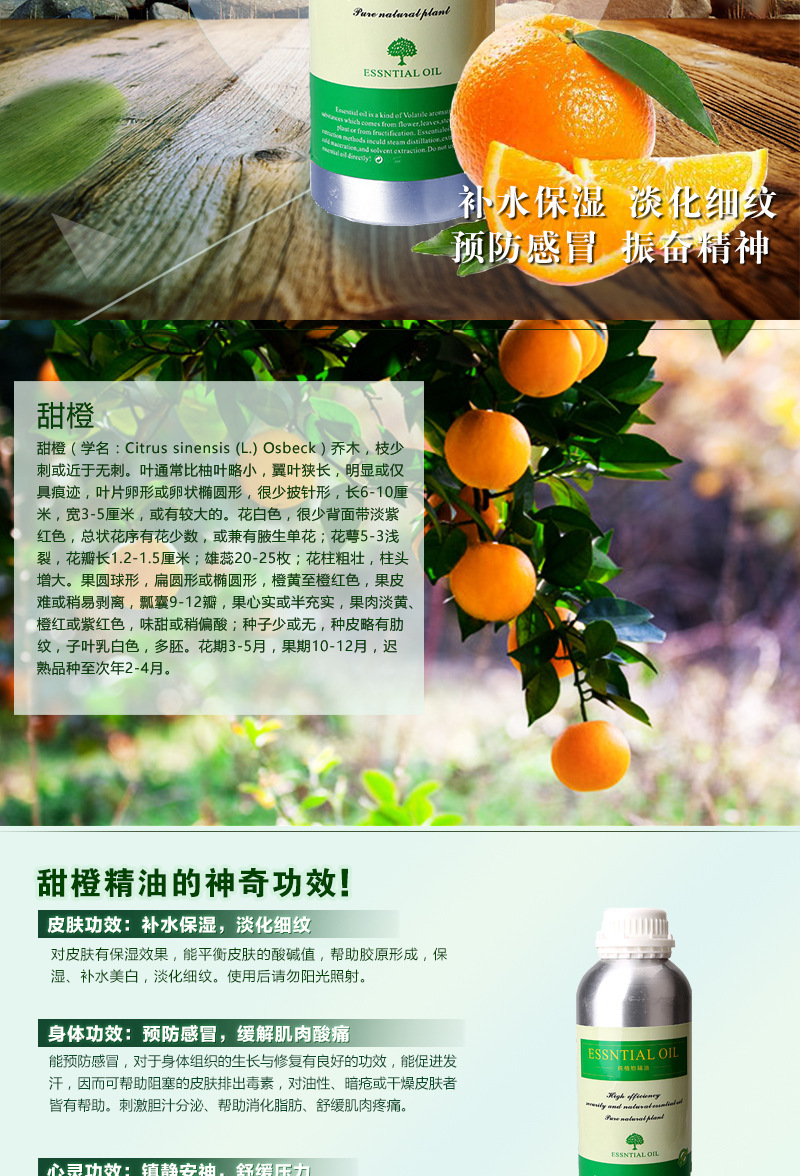 植萃本草精油厂家供应美国甜橙精油橙子精油天然甜橙油