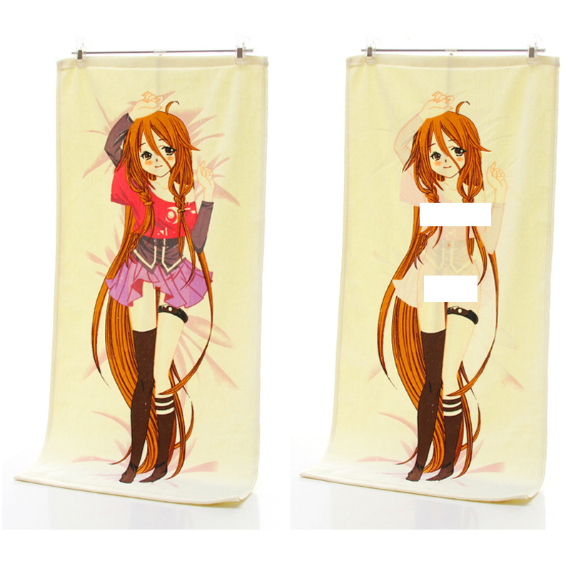 巾菲品牌纯棉变色毛巾 美女遇水恶搞创意预热脱衣服礼品变色毛巾