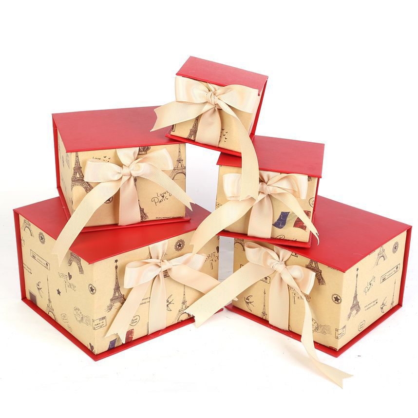 创意礼品包装盒韩版礼品盒五件套装带彩带纸