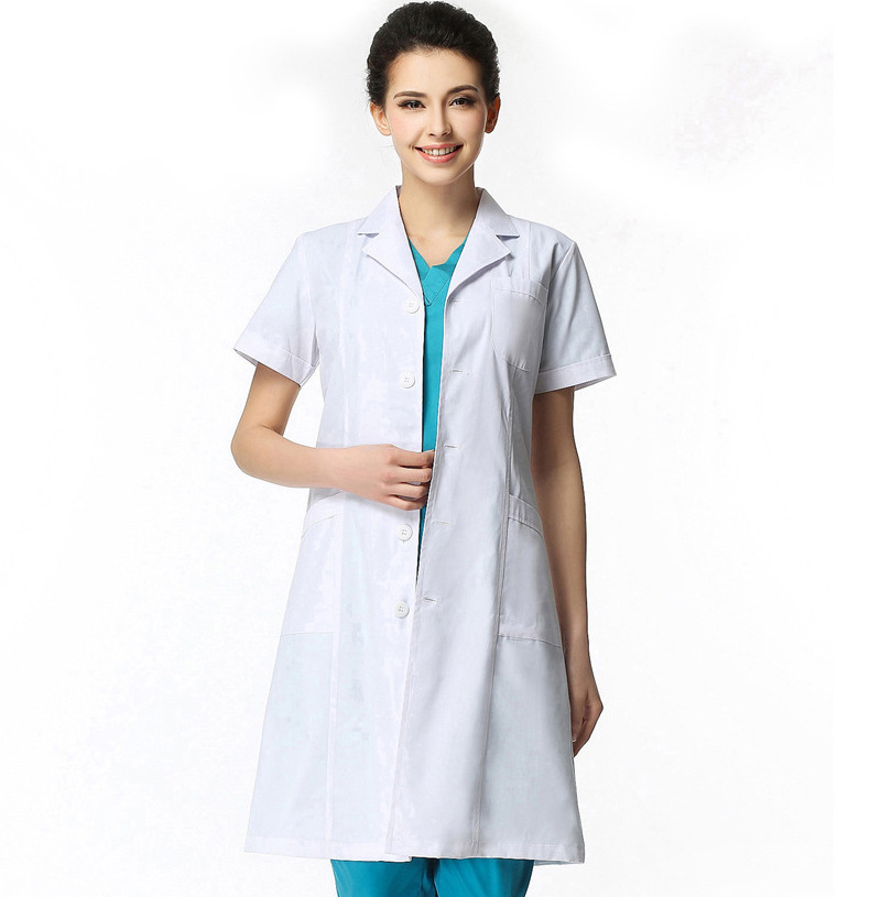 南丁格尔药店工作服护士服短袖长袖夏装女收腰修身白大褂药房医用