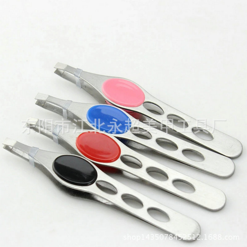 Multi-Color Selection Hair Fantastic Flat Bevel Stainless Steel Tweezers Beauty Tools Nose Hair Clip Eyebrow Tweezers Wholesale